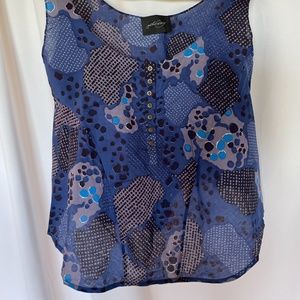 Rachel Comey Blue Print Cotton Tank Blouse / Size XS